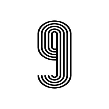 Dokuz dış hat simgesi izole edildi. Mobil konsept ve web tasarımı için sembol, logo illüstrasyonu.