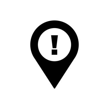 Ünlem işareti coğrafi ana hat simgesi. Mobil konsept ve web tasarımı için sembol, logo illüstrasyonu.