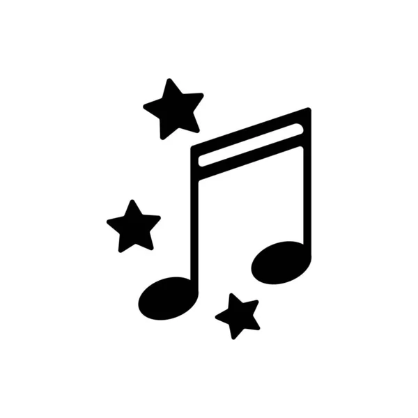 Μουσικό σημείωμα με εικονίδιο περίγραμμα αστεριών. Σύμβολο, λογότυπο εικονογράφηση για την κινητή έννοια και web design. — Διανυσματικό Αρχείο
