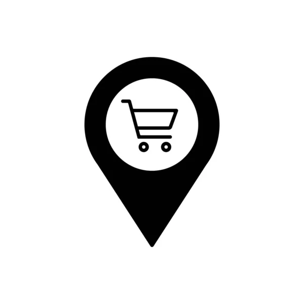 Dükkan coğrafi taslak simgesi izole edildi. Mobil konsept ve web tasarımı için sembol, logo illüstrasyonu.