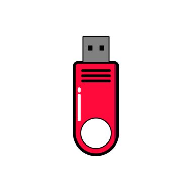Kırmızı usb flash disk simgesi. Mobil konsept ve web tasarımı için sembol, logo illüstrasyonu.