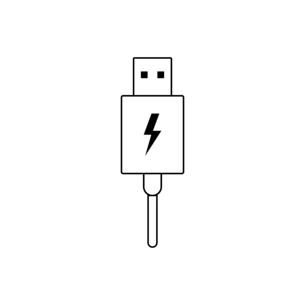 Icono de contorno de carga USB. Símbolo, ilustración del logotipo para el concepto móvil y el diseño web . — Vector de stock