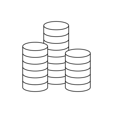 Three coin stacks outline icon. Symbol, logo illustration for mobile concept and web design.