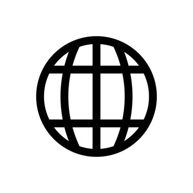 Dünya ana hatları simgesi izole edildi. Mobil konsept, web tasarımı ve oyunlar için sembol, logo illüstrasyonu.