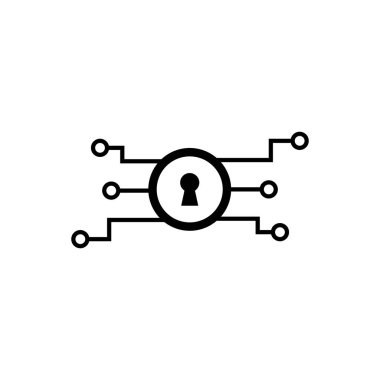 Şifrelenmiş anahtar ana hatları simgesi. Mobil konsept ve web tasarımı için sembol, logo illüstrasyonu.