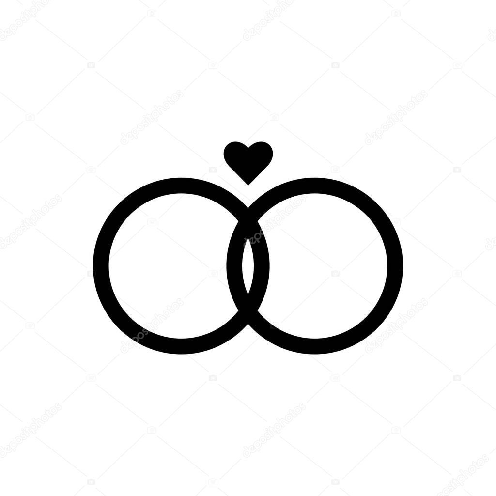 Wedding rings outline icon. Bookmark simple line vector icon. Symbol, logo illustration. Pixel perfect vector graphics. Linear style sign for mobile concept and web design.