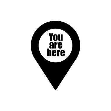 You are here geo tag outline icon. Symbol, logo illustration for mobile concept and web design.