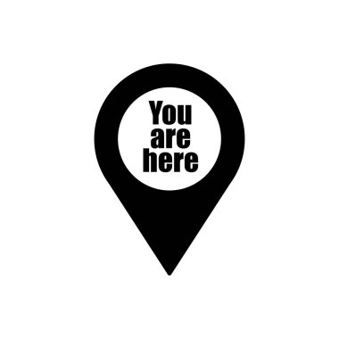 You are here geo tag outline icon. Symbol, logo illustration for mobile concept and web design. clipart
