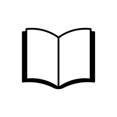 Açık kitap ana hatları simgesi izole edildi. Mobil konsept ve web tasarımı için sembol, logo illüstrasyonu.