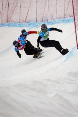 Sierra Nevada, İspanya - 9 Şubat 2017: FIS Freestyle Dünya Kupası Moğolların yarış 2017.