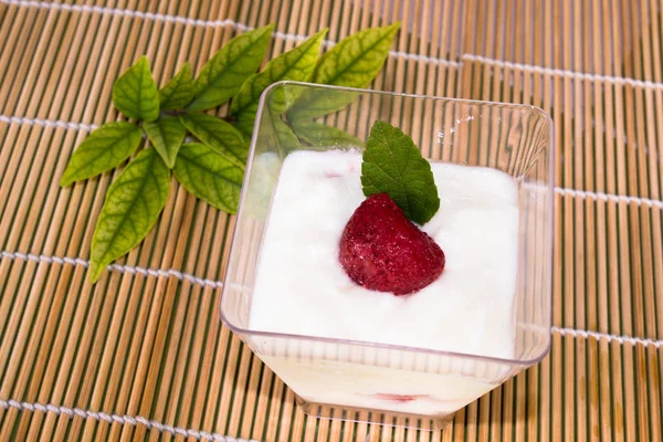 Strawberry yogurt nourish health and brain — Stock Photo, Image