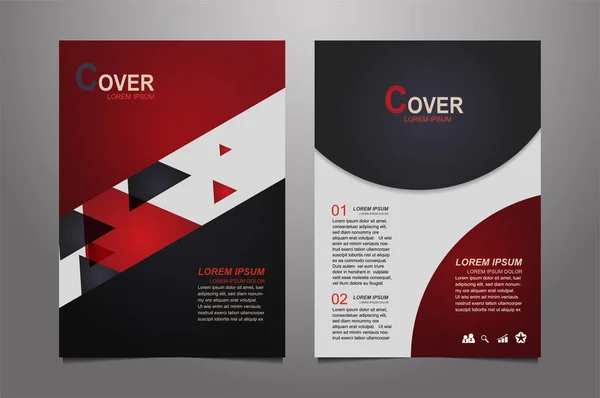 Plantillas de diseño de portada de libro de presentación roja abstracta — Vector de stock