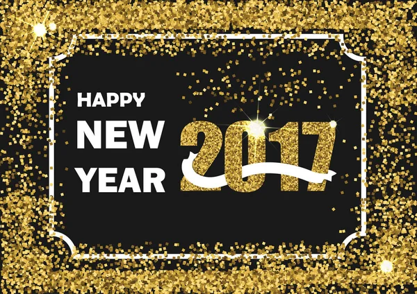 Mutlu yeni yıl 2017 altın harf altın glitter doku ile