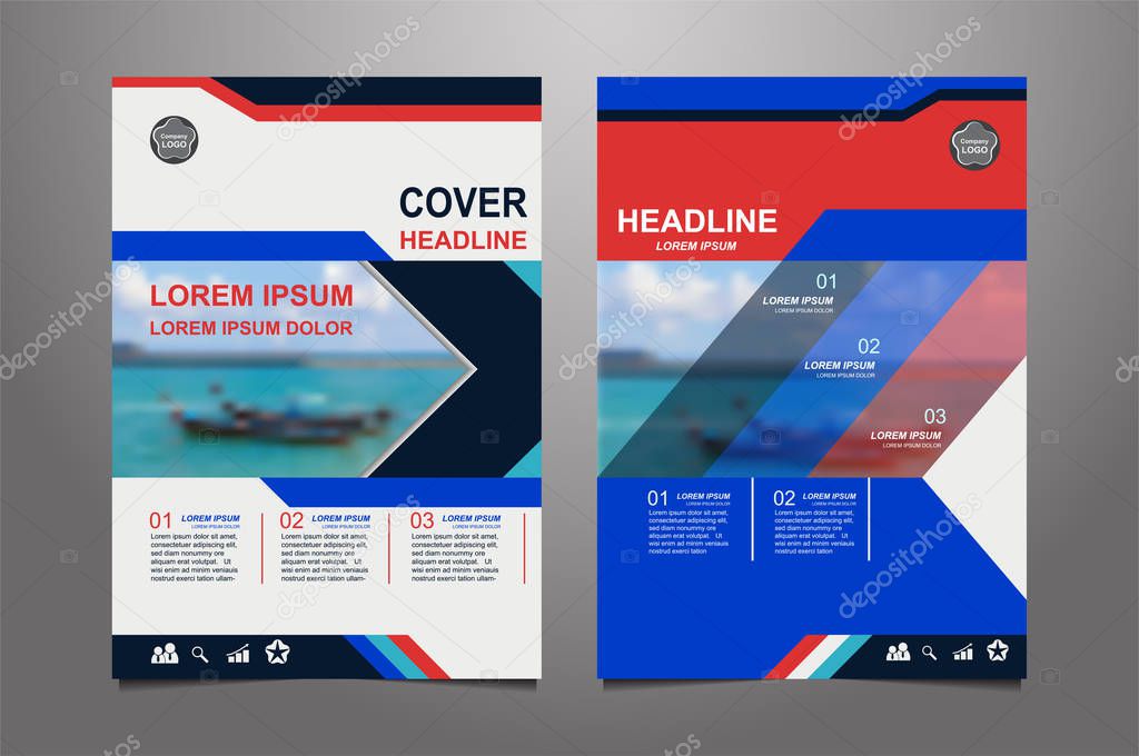  Abstract  blue and red presentation book cover templates