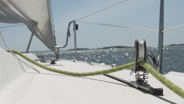 Pont Voilier Blanc Mer Séquences Ralenti — Video