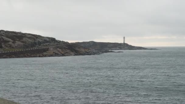 Rocky Coastline Lighthouse Peninsula — Stock Video