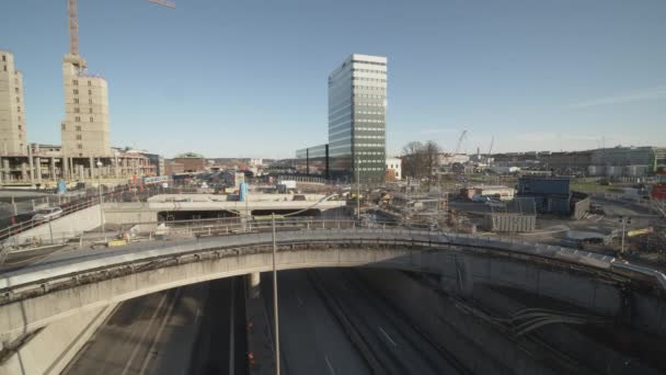 Göteborg Svédország 2019 November Építési Terület Városban Vstinken Épület Centralstationen — Stock videók