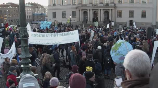 Gotemburgo Suecia Noviembre 2019 Manifestantes Marchando Mitin Sobre Cambio Climático Video de stock