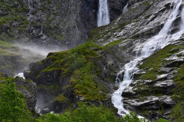 Wasserfall Den Bergen Norwegens — Stockfoto