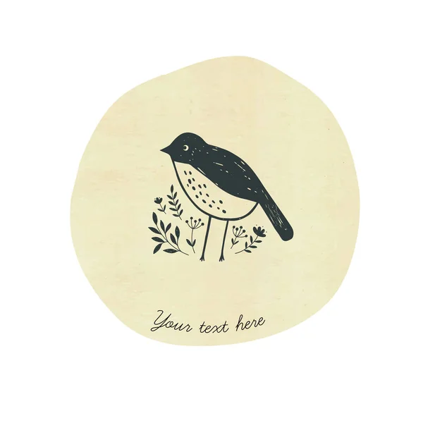 Uccello carino in stile doodle . — Vettoriale Stock