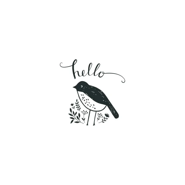Χαριτωμένο πουλί σε στυλ doodle. — Διανυσματικό Αρχείο