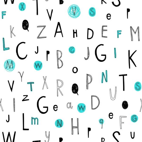 Patrón de letras para niños en estilo garabato. Alfabeto elegante fondo sin costuras . — Archivo Imágenes Vectoriales