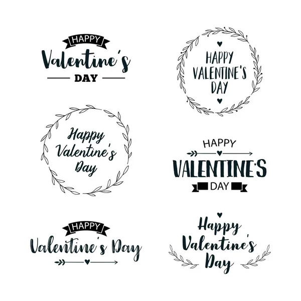 San Valentín conjunto de símbolos. Ilustraciones y elementos tipográficos con diseño de letras. Set de diseños tipográficos de etiquetas de San Valentín . — Vector de stock