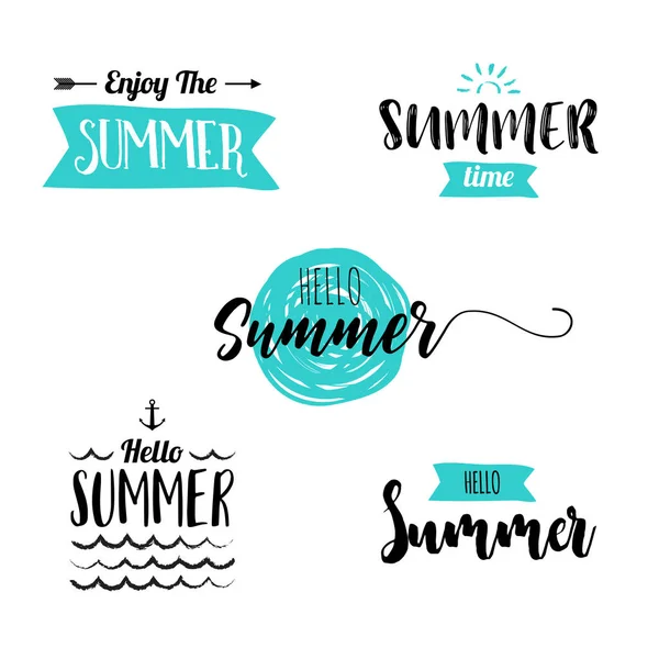 Summer Lettering design set. Векторная иллюстрация . — стоковый вектор