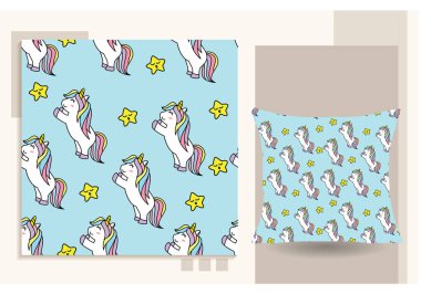 Şirin tek boynuzlu at seamless modeli