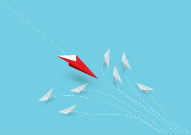 Kırmızı kağıt modelinin konsept lideri farklı fikirler gösteriyor..