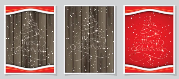 Vetor Ilustração Conjunto Cartão Natal Com Floco Neve Papel — Vetor de Stock