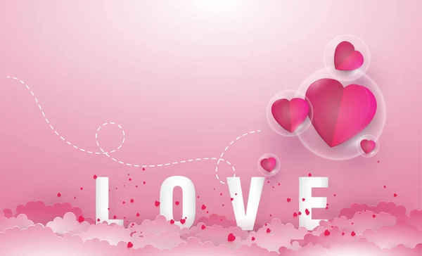 Beautiful Vector Illustration Graphic Style Text Love Hearts Romantic Creative — Stock Vector