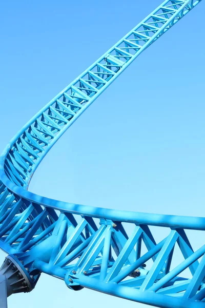Ride Russian Mountains Blue Monorail Spirals Sky Blue Background — Stock Photo, Image