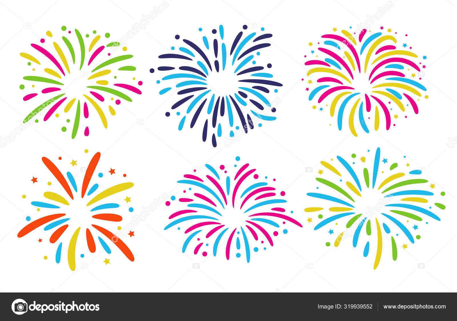 Feuerwerkskörper. Farbenfrohes Feuerwerk zur Feier des neuen Jahres.  Stock-Vektorbild von ©CRStocker 319939552, image size:1600x1125