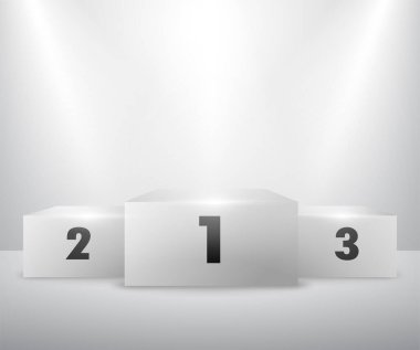 Spor müsabakalarında ilk üçe giren ışıklandırmalı podyum.