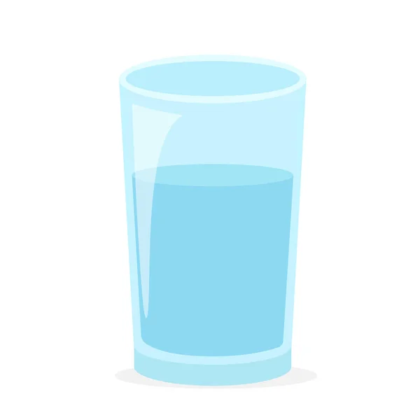 Agua potable. Vector azul vidrio transparente lleno de agua . — Vector de stock