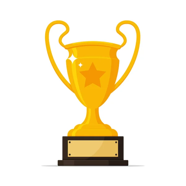 Vettore dei trofei. Trofeo d'oro con targa del vincitore dell'evento sportivo . — Vettoriale Stock