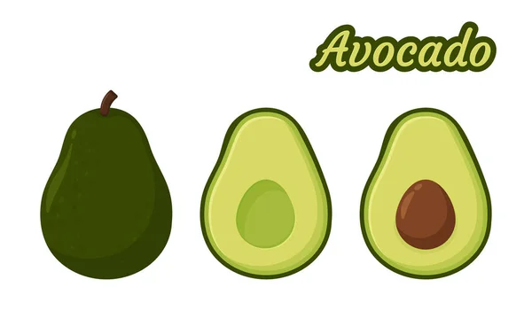 Avocado-Vektor. gesunde Frucht-Avocado, die halbiert wurde, bis der Samen im Inneren zu sehen war. — Stockvektor