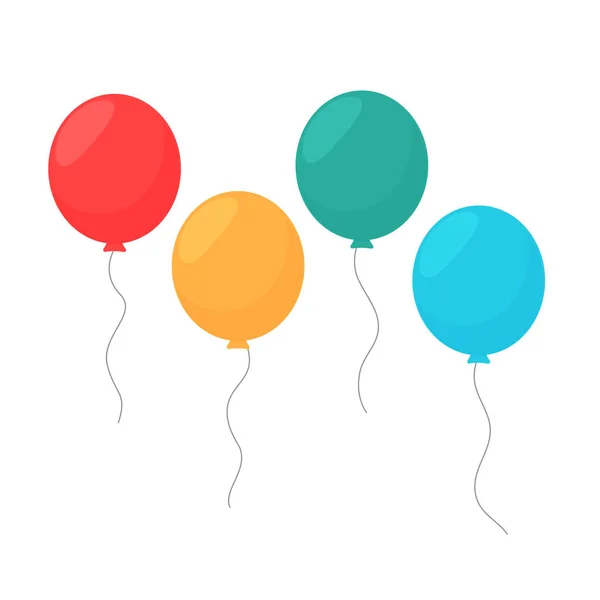 Farbenfroher Ballonsatz. schwebende bunte Luftballons Vektor isoliert auf weißem Hintergrund. — Stockvektor