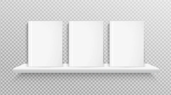 Порожня обкладинка книги, розміщена на книжковій полиці для дизайну . — стоковий вектор