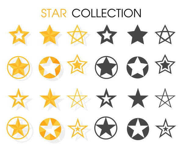 Beautiful star icon Various shapes For rewarding ratings.