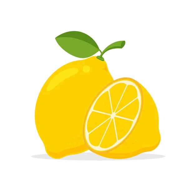 Gelbe Zitrone. Zitrone ist eine Frucht, die sauer ist und einen hohen Vitamin-C-Gehalt hat. Hilft, sich frisch zu fühlen. — Stockvektor