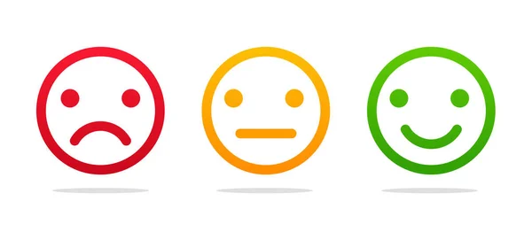 Cara de Emoticon. Ícones bons e ruins para medir a satisfação do cliente —  Vetores de Stock
