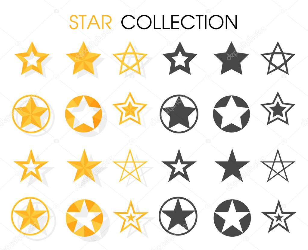 Beautiful star icon Various shapes For rewarding ratings.