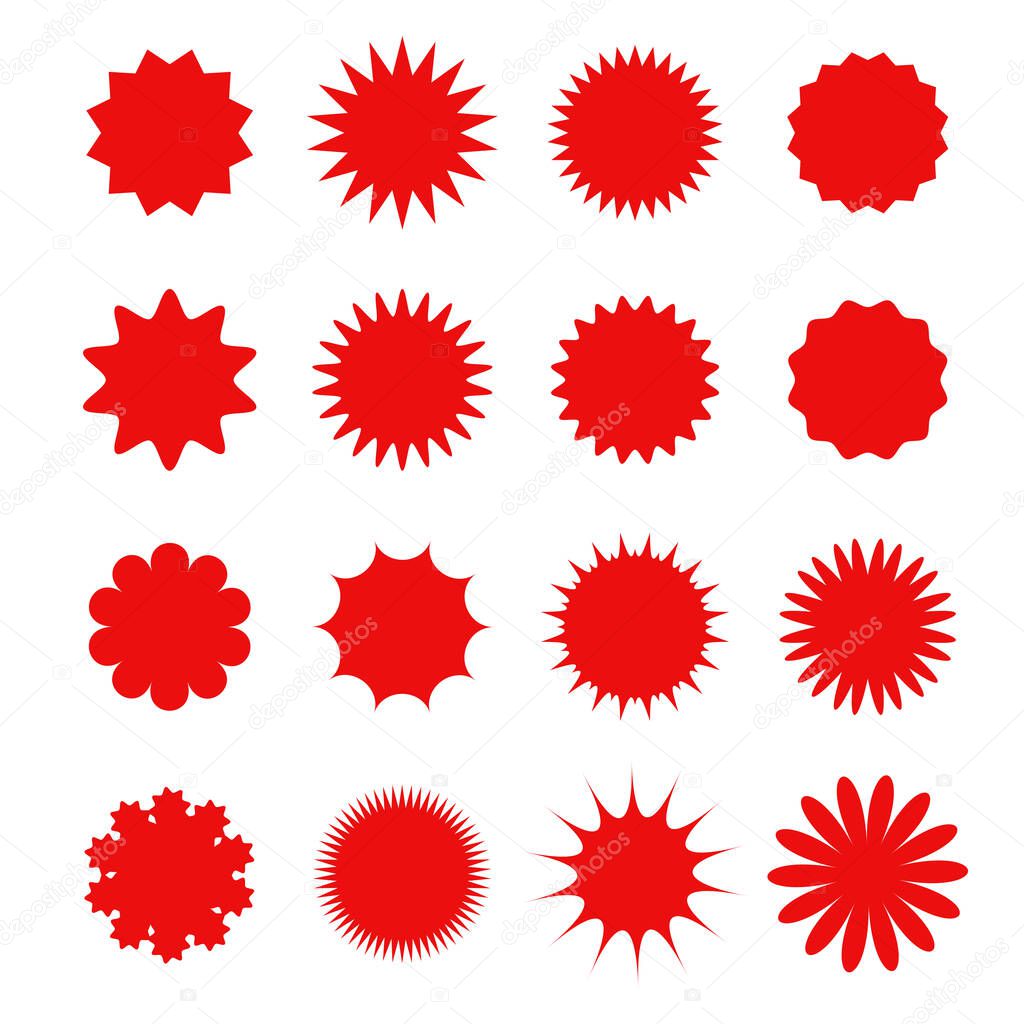 Price tag shape vector sticker for starburst products.