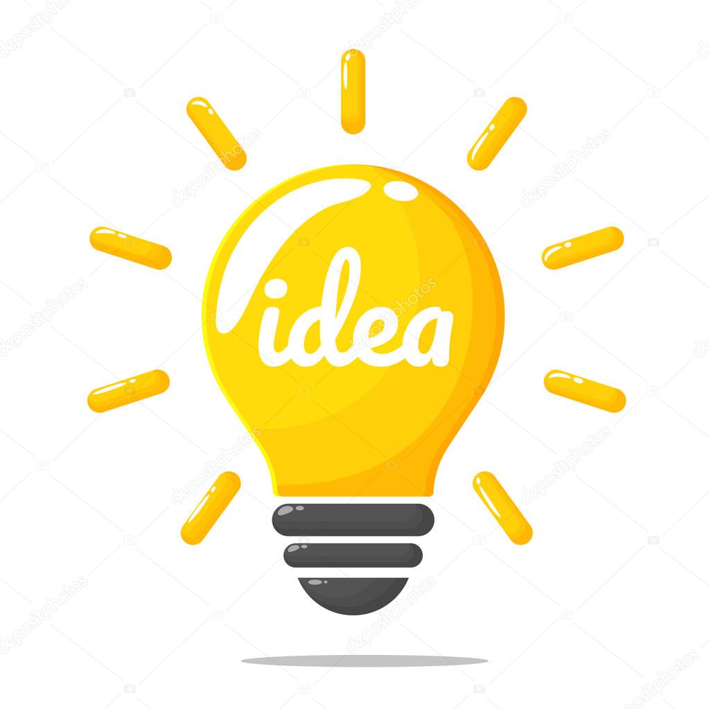 Yellow light bulb, the concept of creating new ideas and innovations.