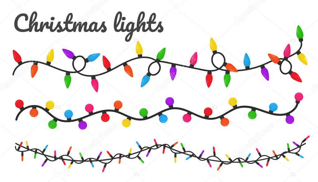 Christmas lights. Colorful decorative bulbs for decoration at a Christmas party.
