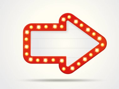 Metninizi eklemek için boş retro ışık kutularının vektör ok çerçeveleri.