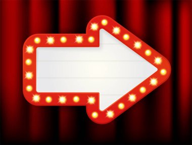 Metninizi eklemek için boş retro ışık kutularının vektör ok çerçeveleri.