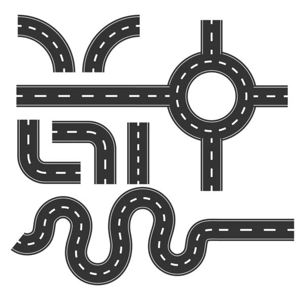 Conjunto de padrões de estrada, curva para mapeamento Conceito de infográfico de viagem . — Vetor de Stock
